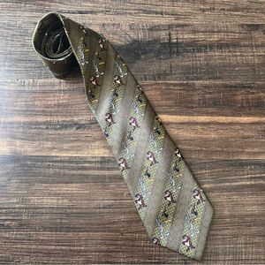 Looney Tunes Green Stripe Tie with Bugs Bunny, Daffy Duck and Tasmanian Devil